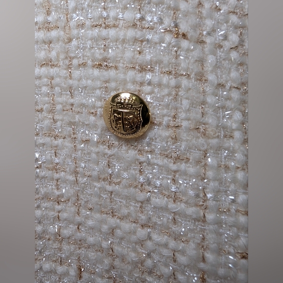 Talbots NWT Cream Gold Metallic Tweed Blazer Plus 18 Old Money Quiet Luxury Coat - Picture 10 of 11